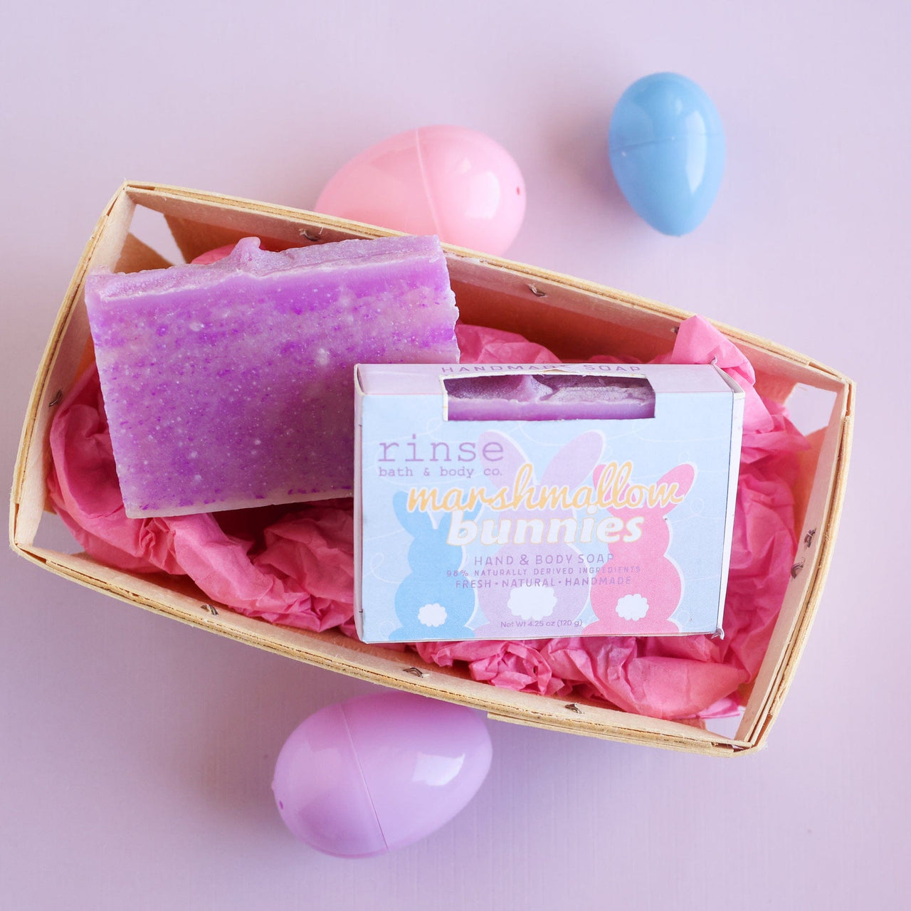 Marshmallow Bunnies soap with Easter eggs — lifestyle