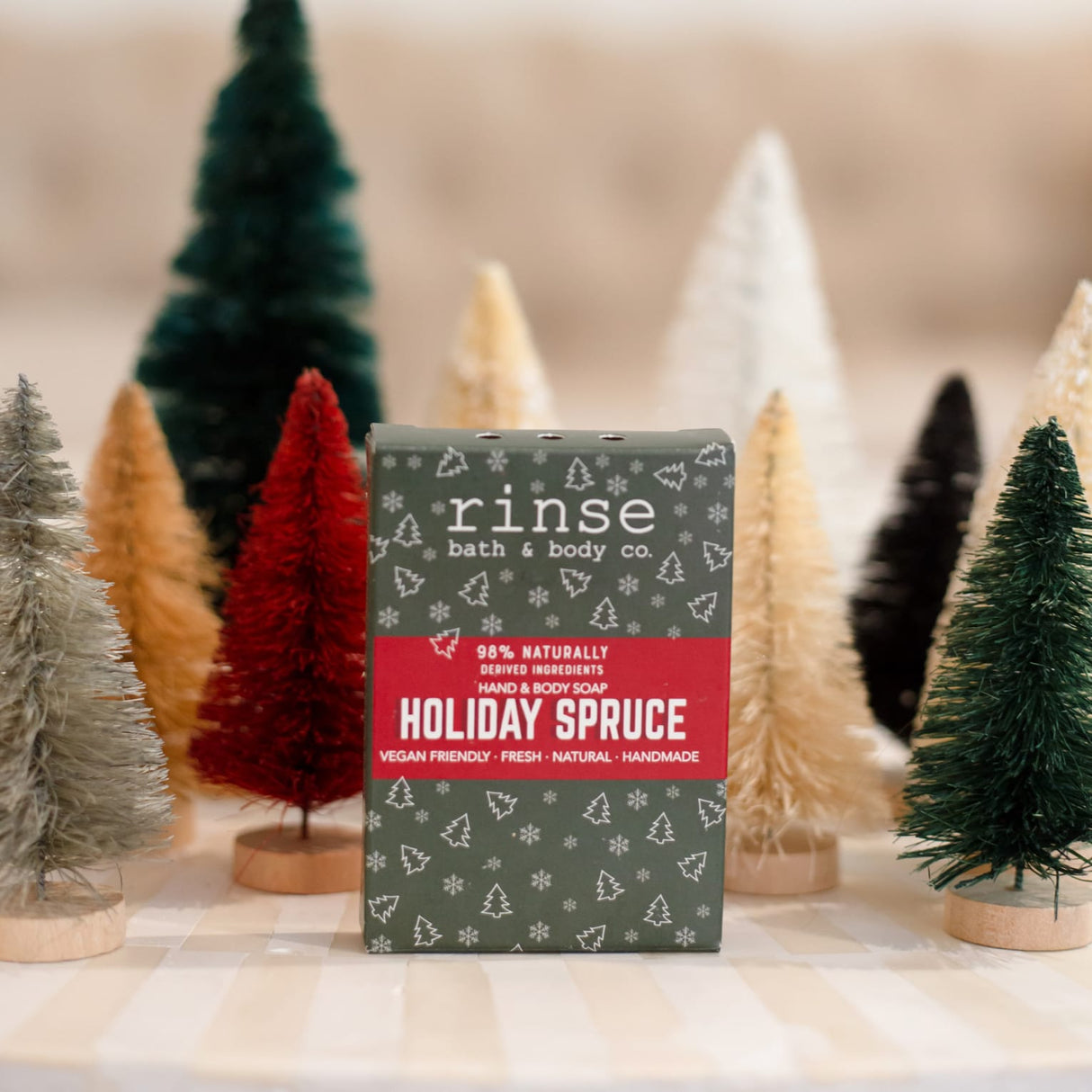 Holiday Spruce handmade natural bar soap from Rinse - paraben-free since 2003 - alternate angle