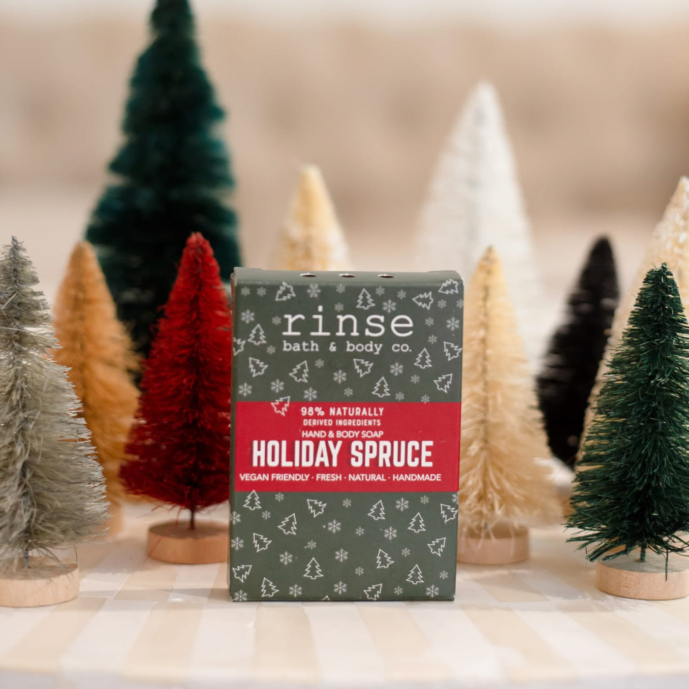 Holiday Spruce handmade natural bar soap from Rinse - paraben-free since 2003 - alternate angle