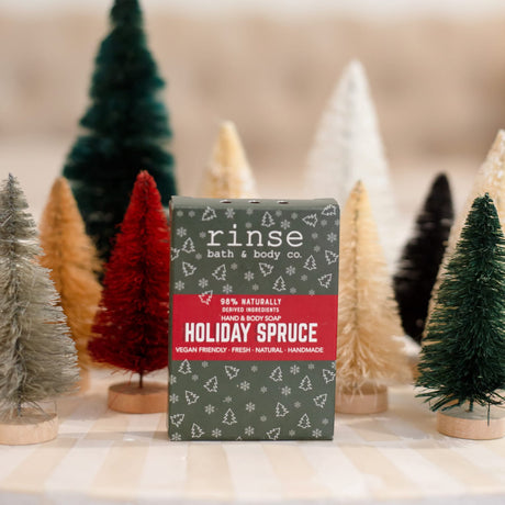 Holiday Spruce handmade natural bar soap from Rinse - paraben-free since 2003 - alternate angle