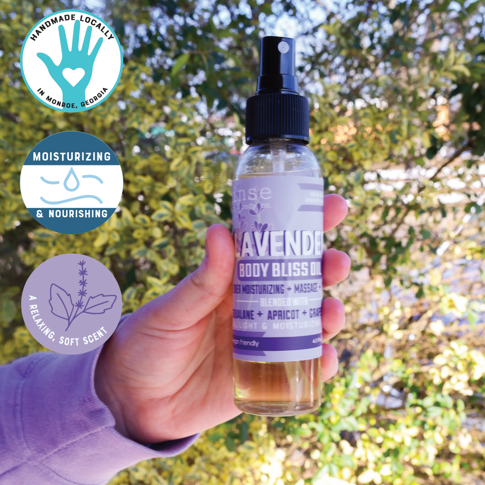 Lavender Body Oil | Fast-Absorbing Moisturizer | Body Bliss | Gift-Ready | Rinse