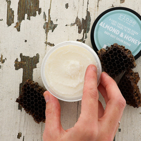 Almond Honey Body Scrub (Body Buff) — in-use