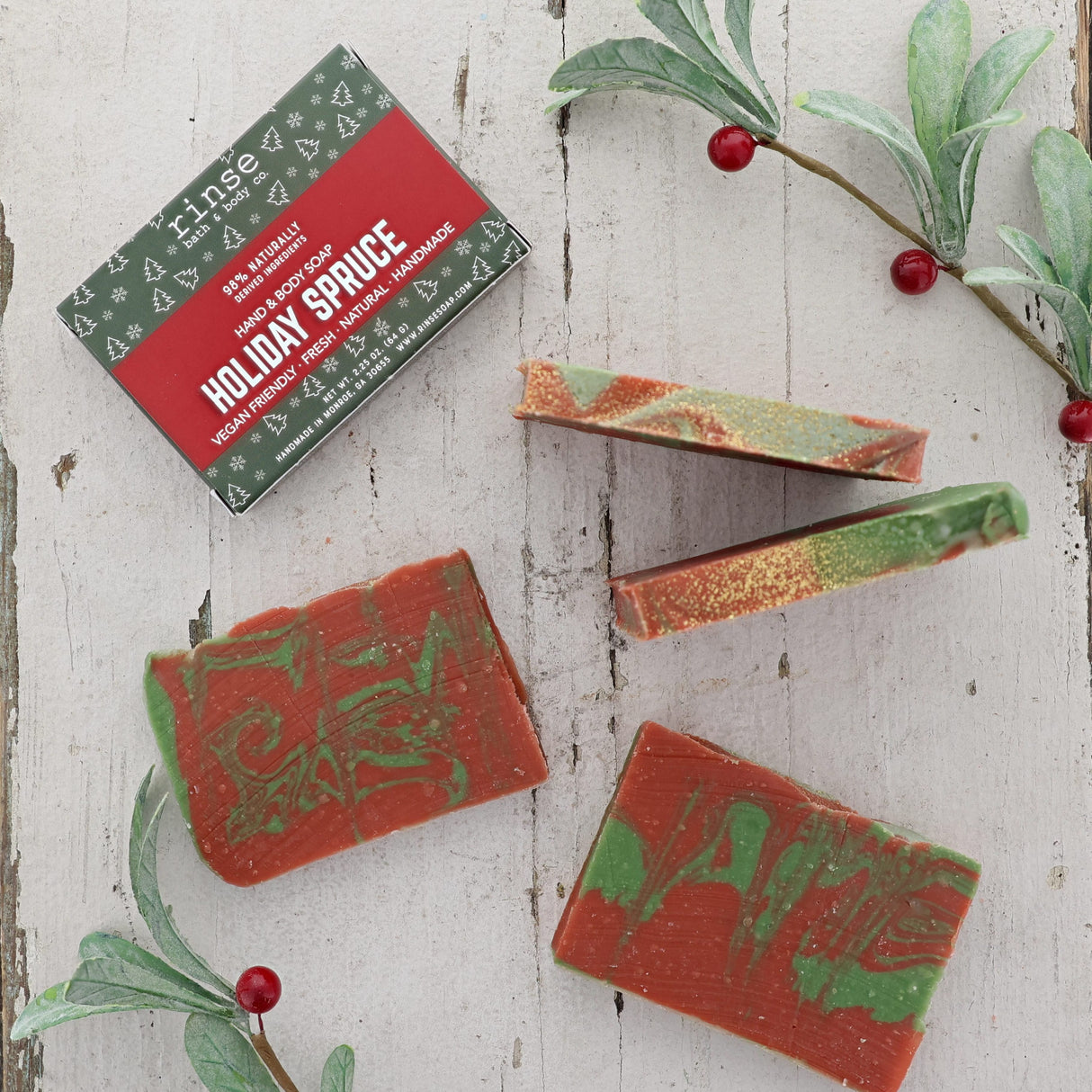 Natural handmade natural bar soap | Holiday Spruce | Rinse Bath & Body Co. - detail view