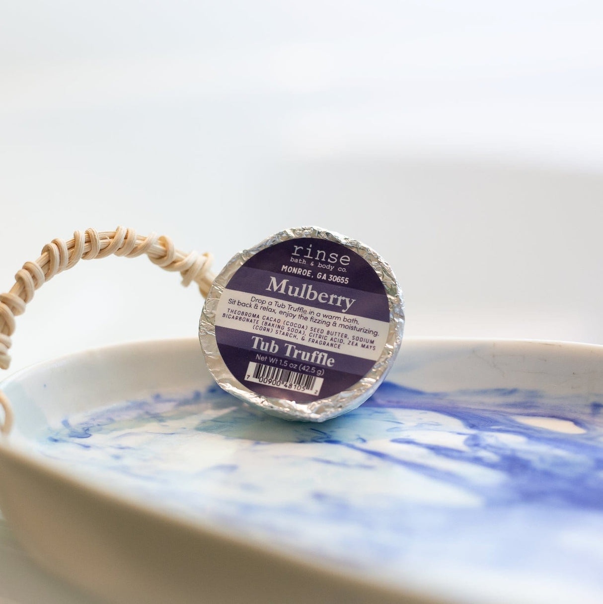Handmade Mulberry bath bomb - naturally derived - alternate angle