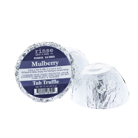 Mulberry bath bomb from Rinse - cocoa butter infused - detail view