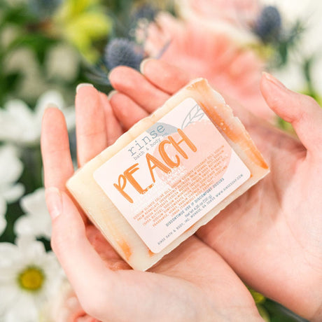 Handmade Peach handmade natural bar soap - naturally derived - alternate angle