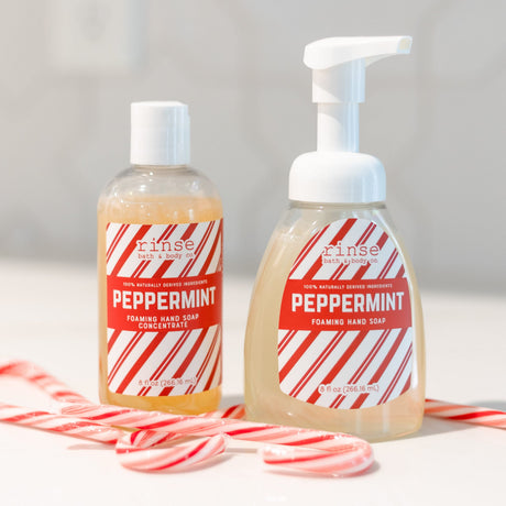 Rinse Peppermint natural foaming hand soap - gentle cleansing formula - detail view