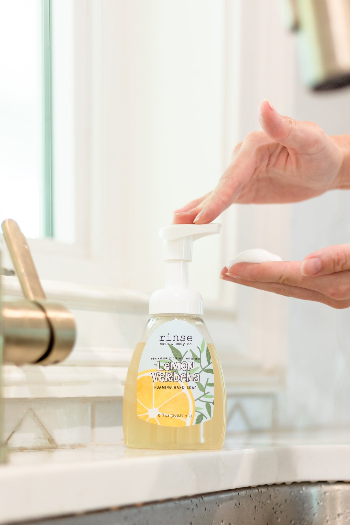 Lemon Verbena Foaming Hand Soap Concentrate — in-use