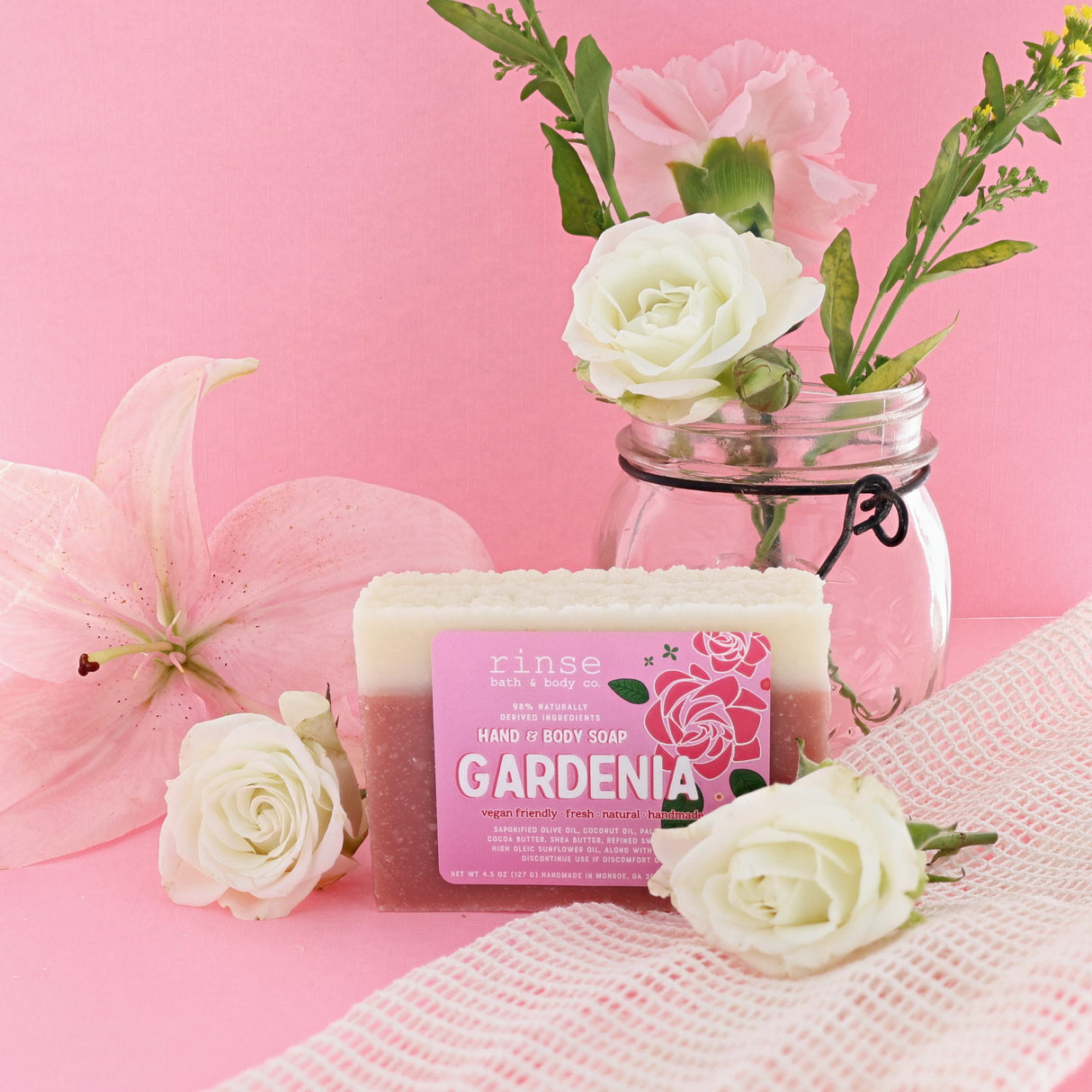 Mini Gardenia Soap — in-use