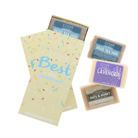 Rinse Tester - Soap Box (3 bars) - handmade natural product - texture close-up