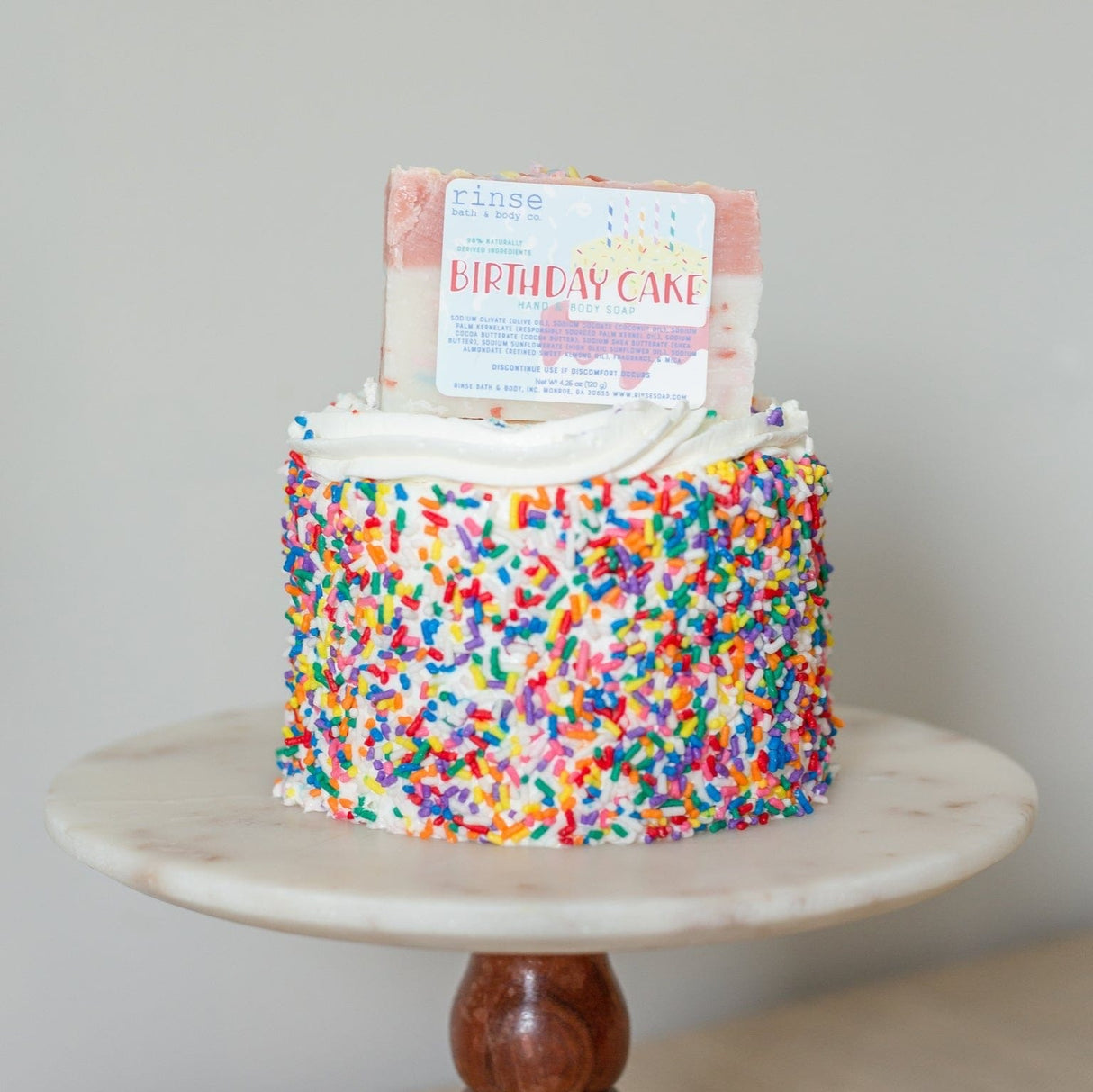 Handmade Birthday Cake handmade natural bar soap - naturally derived - lifestyle shot