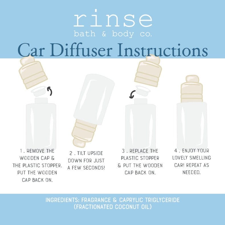 Blue Citrus natural car air freshener from Rinse - essential oil diffuser - detail view