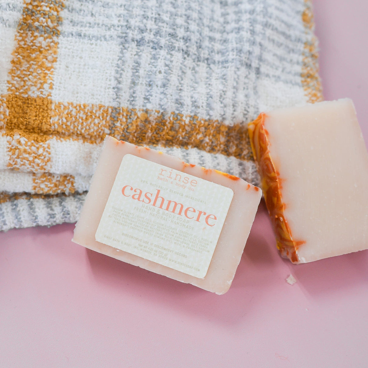 Cashmere handmade natural bar soap from Rinse - paraben-free since 2003 - alternate angle