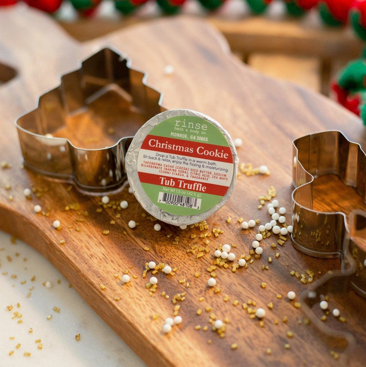 Rinse Christmas Cookie bath bomb - fizzy moisturizing soak - alternate angle