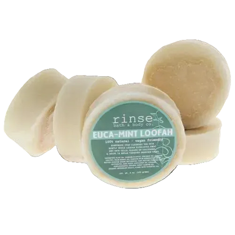 Rinse Eucalyptus Mint loofah soap, green exfoliating bar