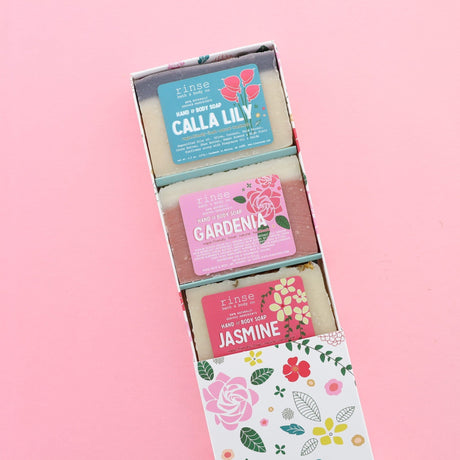 Flower Box handmade natural bar soap from Rinse - paraben-free since 2003 - detail view