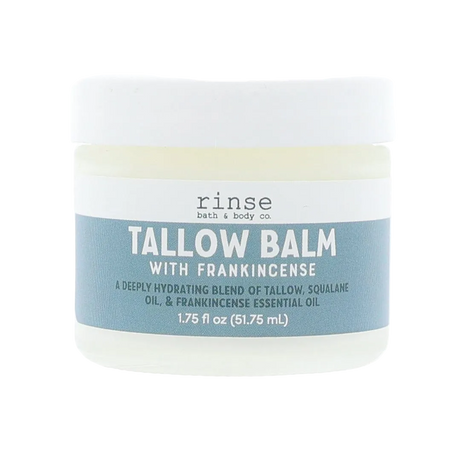 Rinse Grass-Fed Frankincense Tallow Balm in a white jar