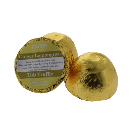 Ginger Lemongrass bath bomb from Rinse - cocoa butter infused