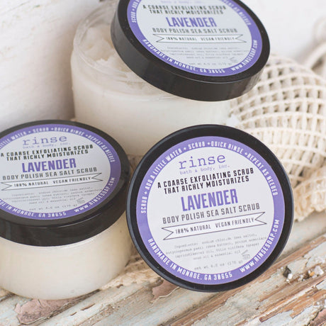 Lavender natural salt scrub from Rinse - mineral-rich sea salt - alternate angle