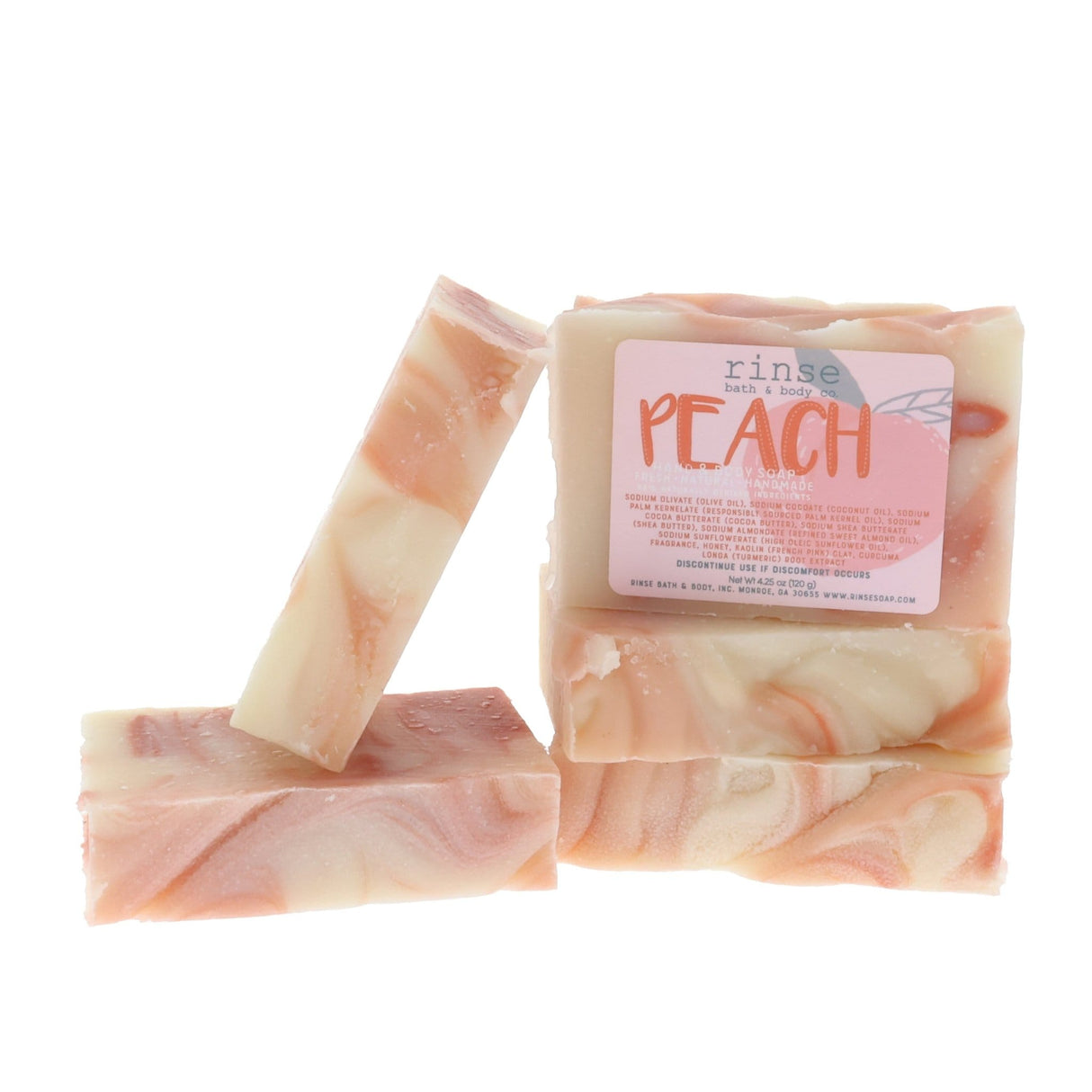 handmade natural bar soap in Peach by Rinse Bath & Body