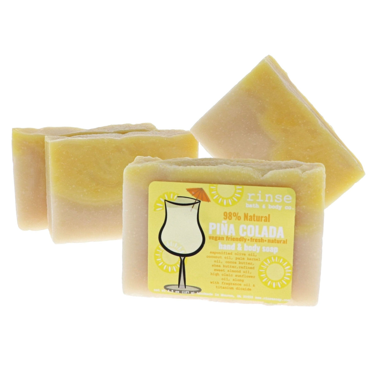handmade natural bar soap in Pina Colada by Rinse Bath & Body