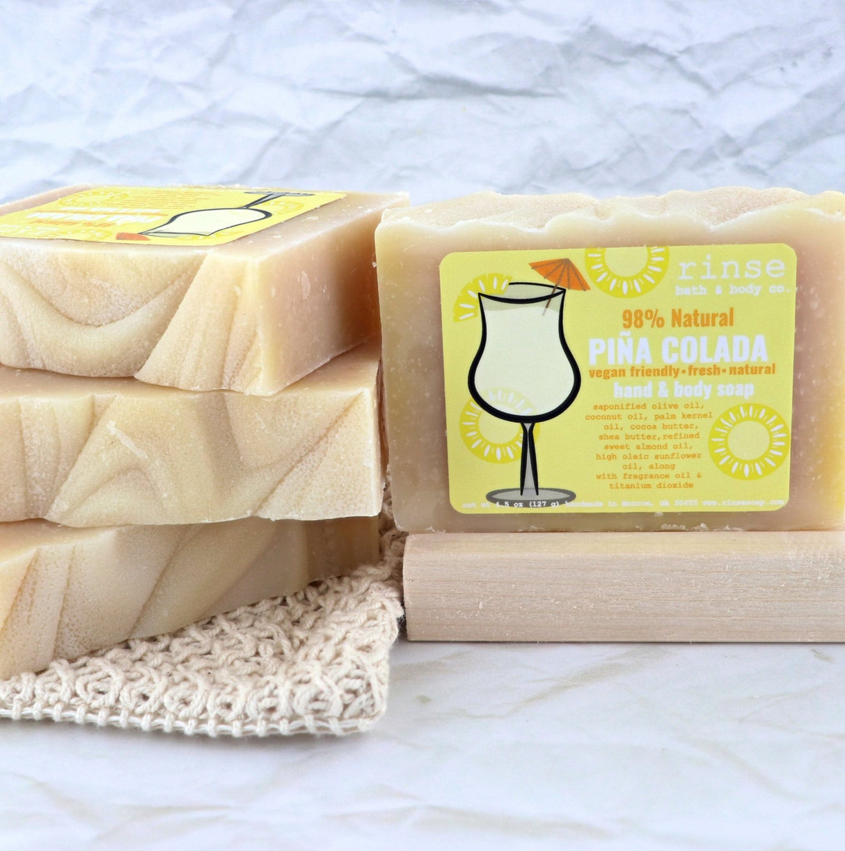 Handmade Pina Colada handmade natural bar soap - naturally derived - alternate angle