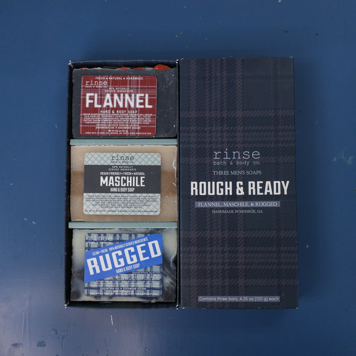Rinse Rough & Ready Men's handmade natural bar soap - moisturizing and gentle - lifestyle shot