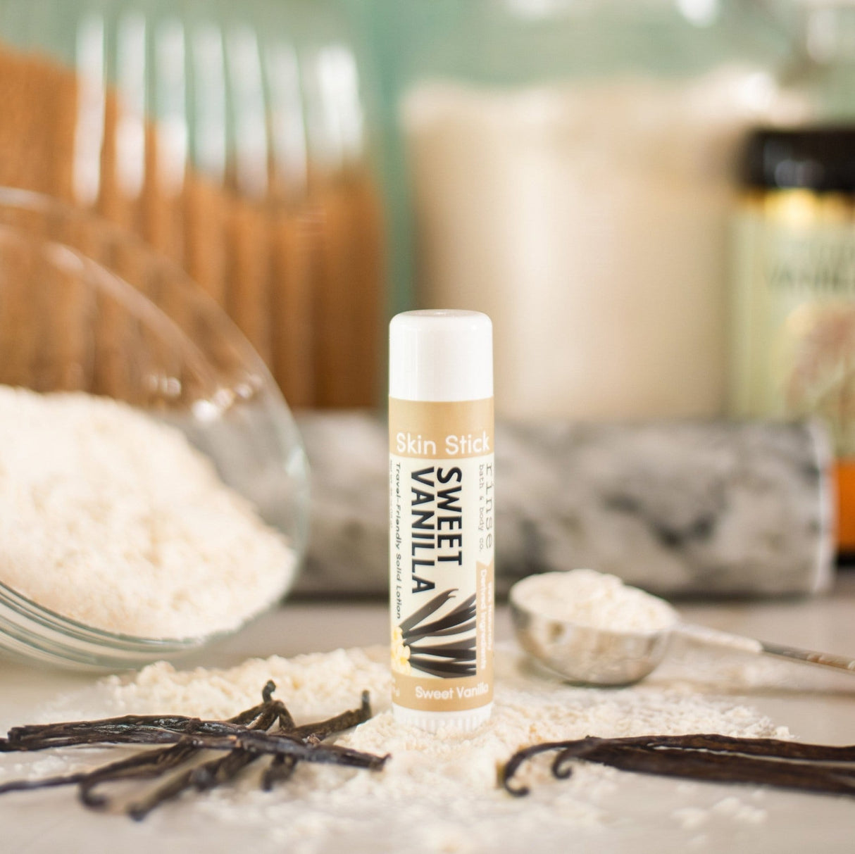 Natural solid lotion stick | Sweet Vanilla | Rinse Bath & Body Co. - alternate angle
