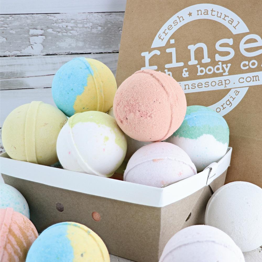 Bamboo bath bomb from Rinse - handmade bath fizzy - alternate angle