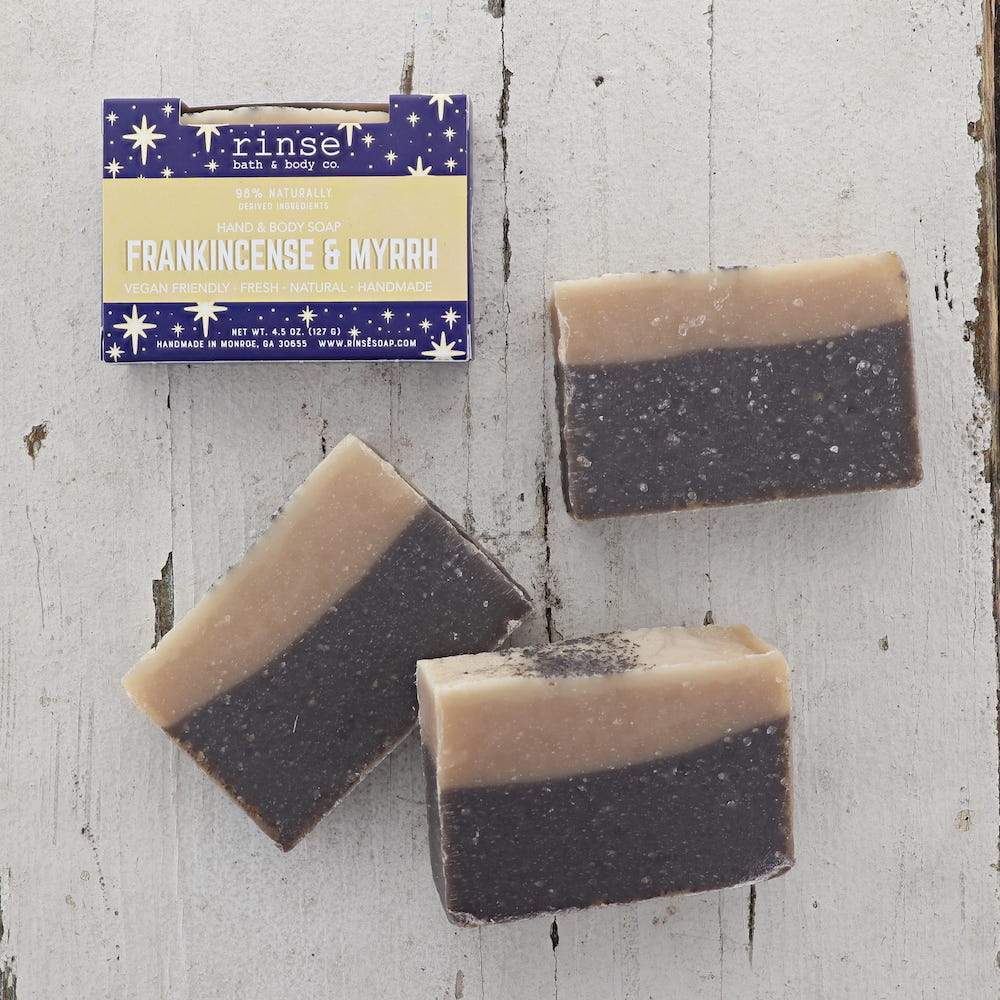 Rinse Frankincense & Myrrh Soap - Boxed - handmade natural product - alternate angle