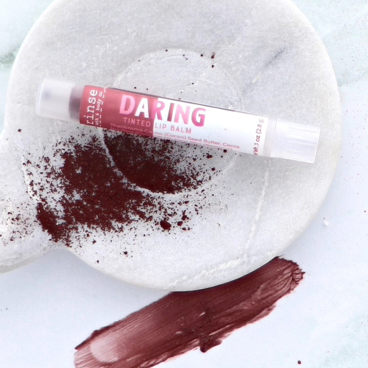 Natural tinted natural lip balm from Rinse - naturally tinted - lifestyle shot