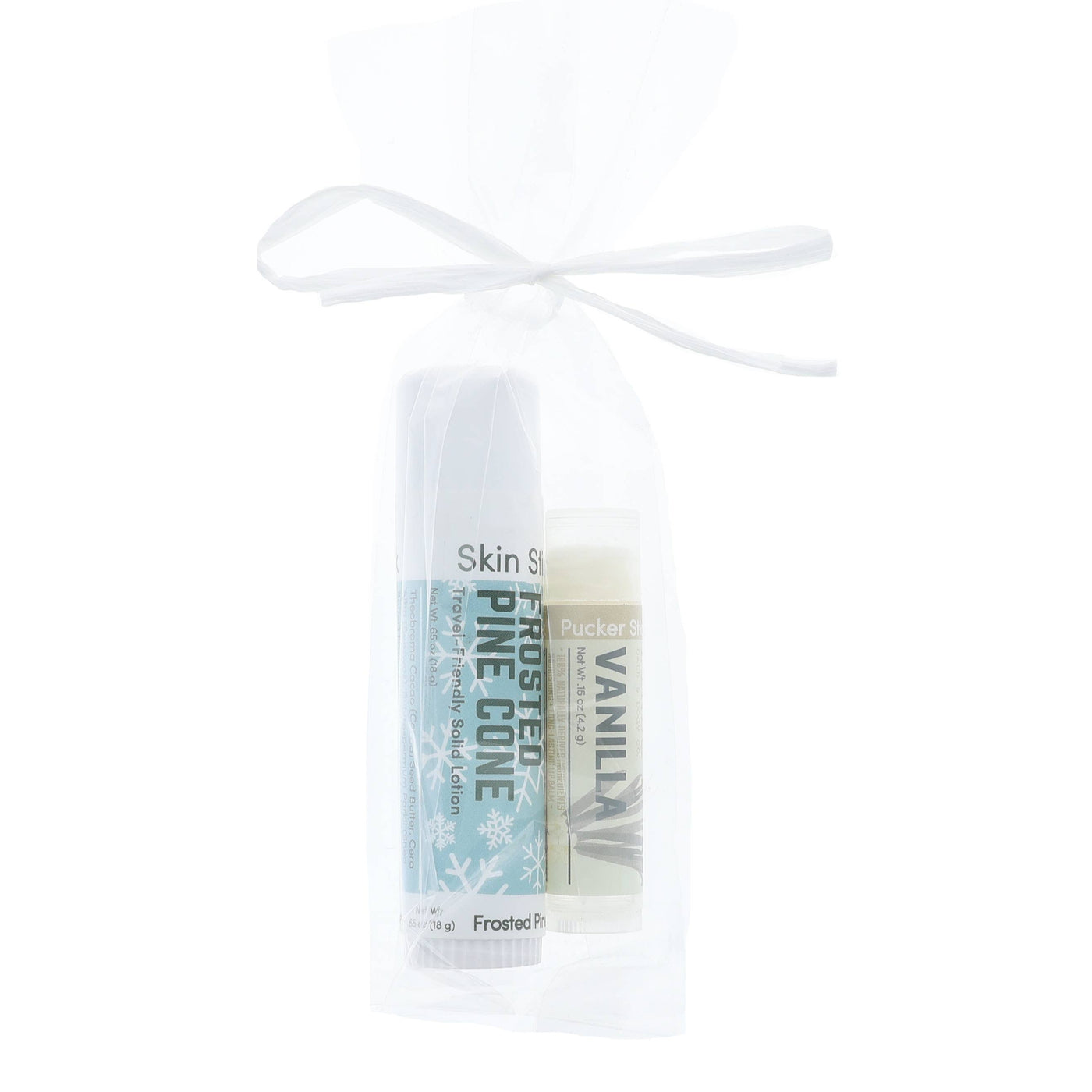 Frosted Pine Cone Gift Set | Solid Lotion + Lip Balm Sticks | Holiday Gift Favorite | Rinse