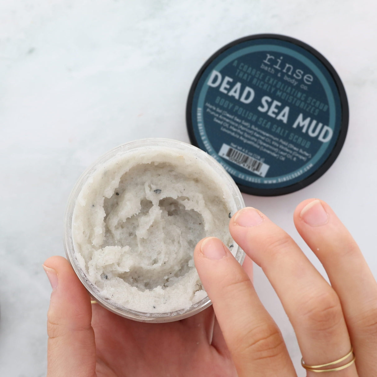 Dead Sea Mud natural salt scrub from Rinse - mineral-rich sea salt - alternate angle