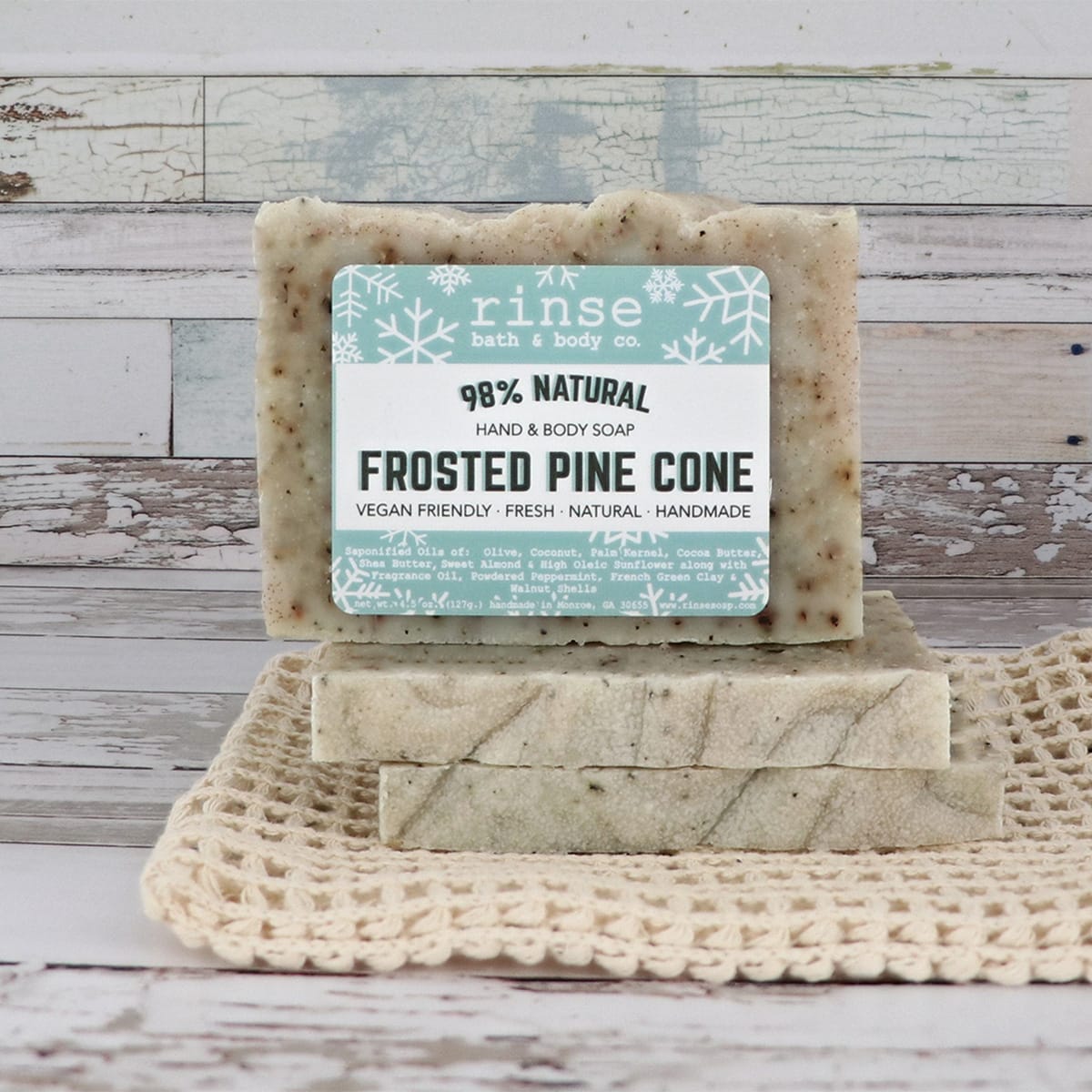 Natural handmade natural bar soap | Frosted Pine Cone | Rinse Bath & Body Co. - alternate angle