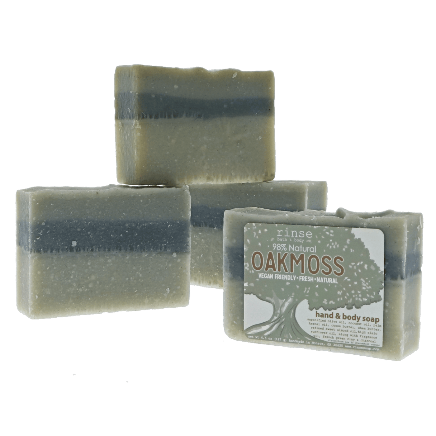 Oakmoss handmade natural bar soap from Rinse - paraben-free since 2003