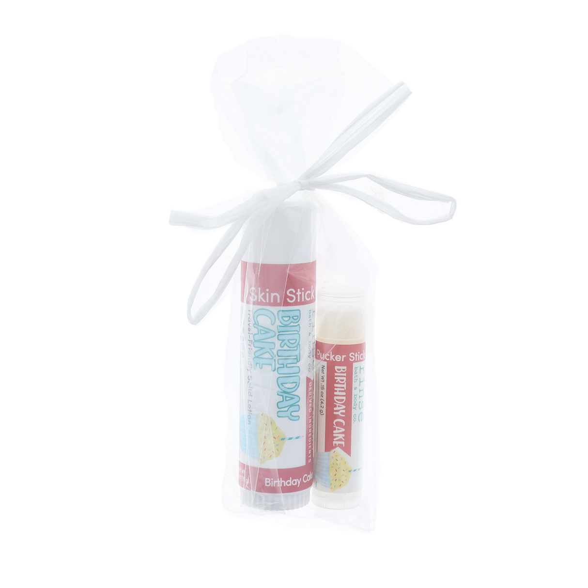 Birthday Cake Gift Set | Solid Lotion + Lip Balm Stick Bundle | Gift | Rinse