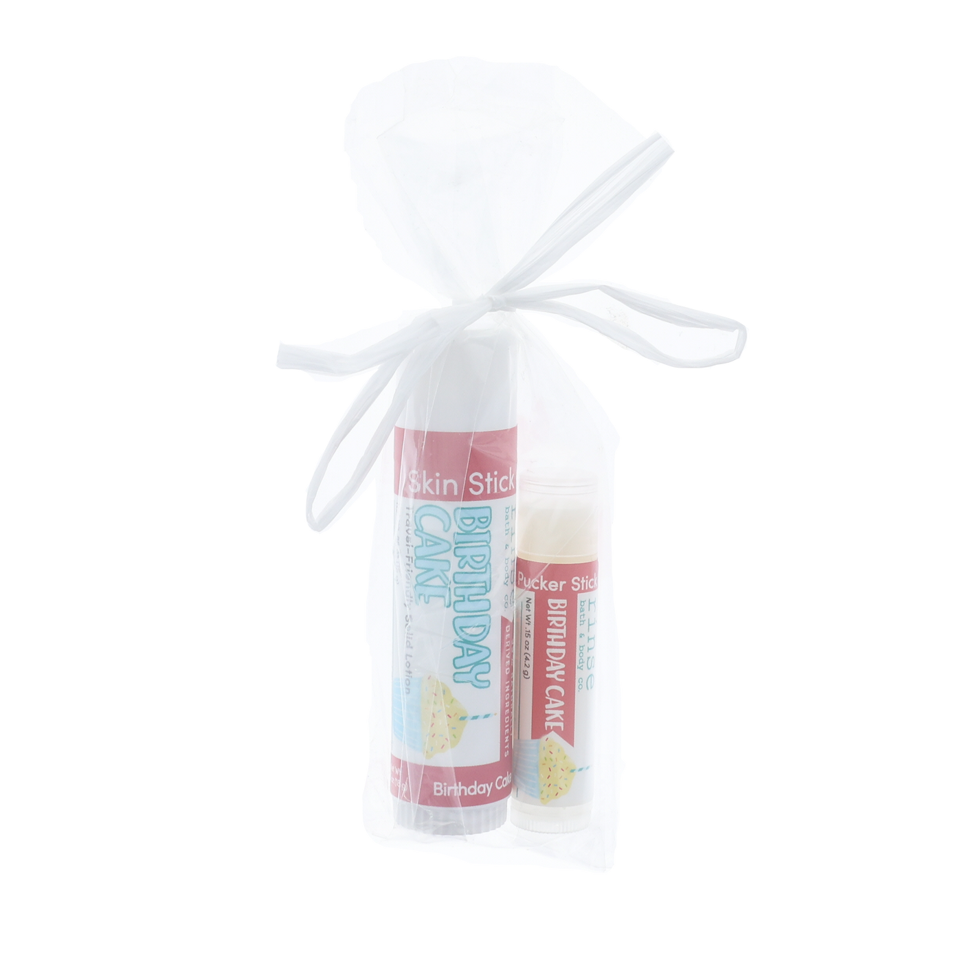 Birthday Cake Gift Set | Solid Lotion + Lip Balm Stick Bundle | Gift | Rinse