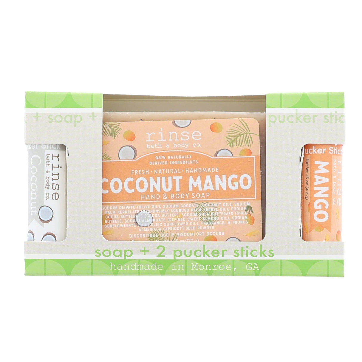 natural bath and body gift set in Coconut Mango by Rinse Bath & Body
