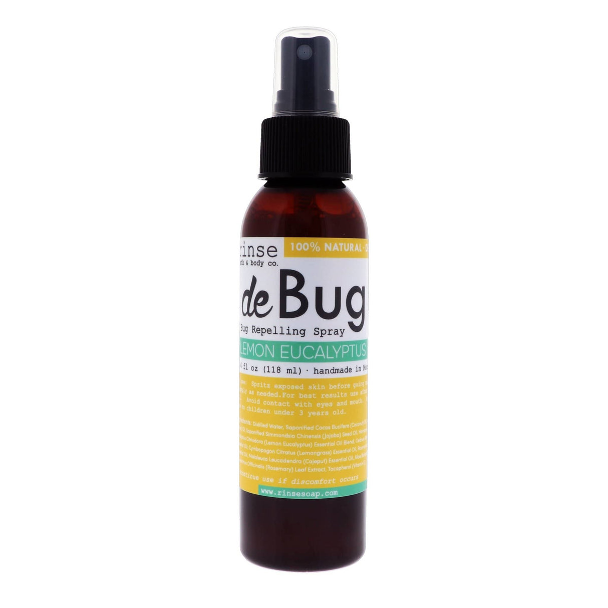 DeBug natural DEET-free bug repellent spray bottle - Lemon Eucalyptus - handmade by Rinse Bath & Body
