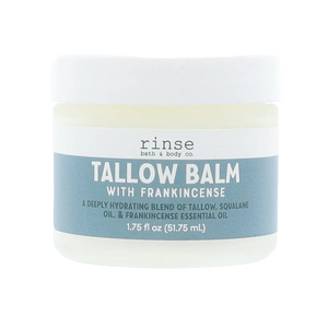 Rinse Grass-Fed Frankincense Tallow Balm in a white jar
