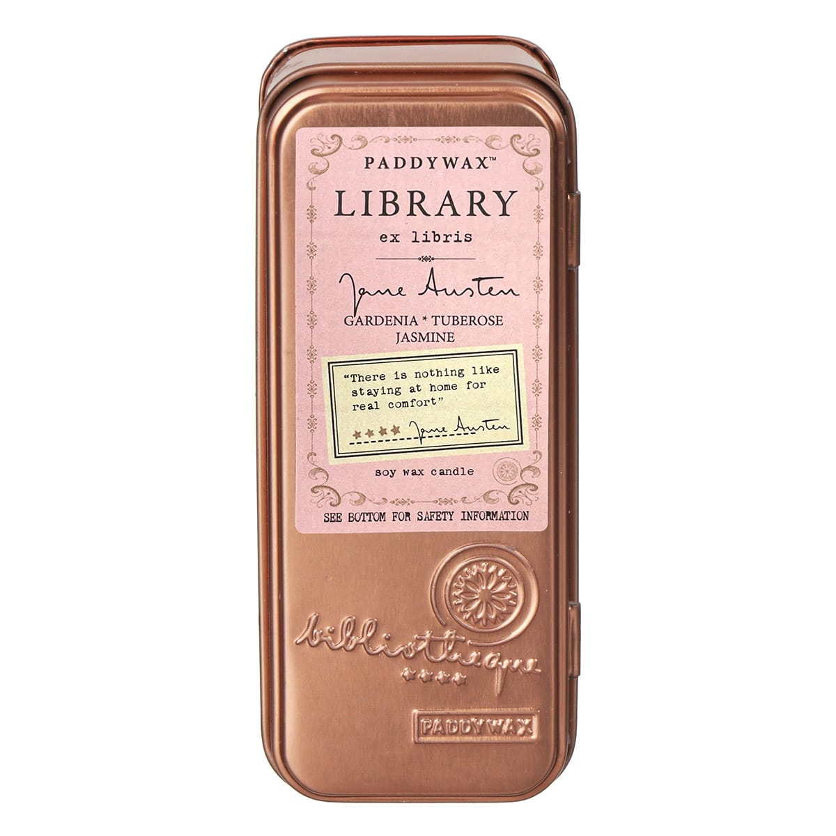 Rinse Library Author Candle Soy Wax 2oz Tin - handmade natural product - lifestyle shot