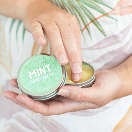 Mint natural healing salve from Rinse - beeswax based formula - detail view