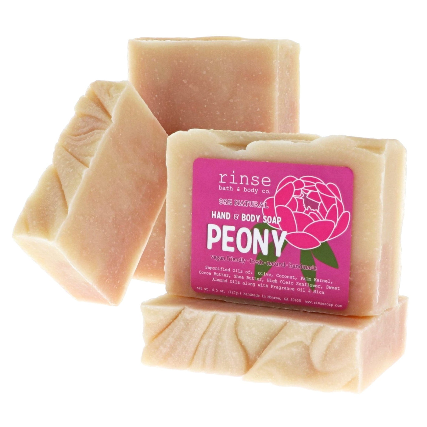 handmade natural bar soap in Peony by Rinse Bath & Body