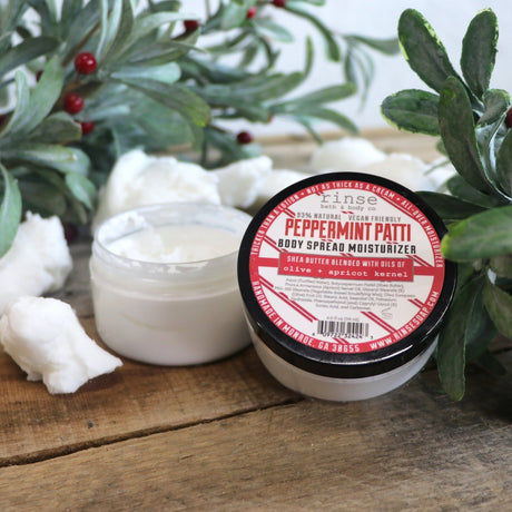 Rinse Peppermint Patti natural body lotion - deep hydration without grease - alternate angle