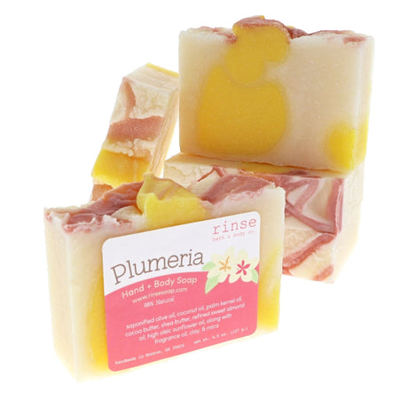handmade natural bar soap in Plumeria by Rinse Bath & Body