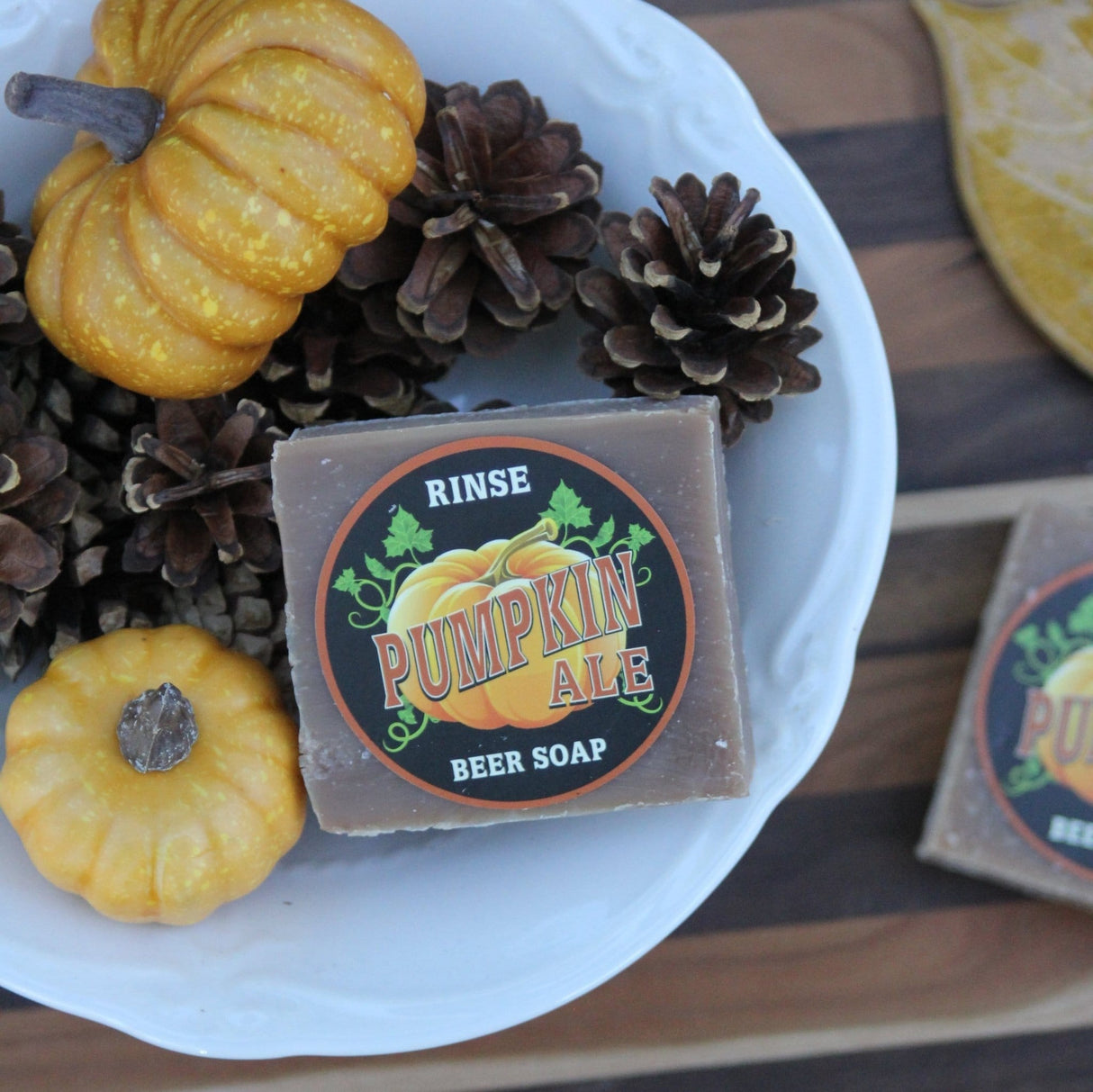 handmade natural bar soap in Pumpkin Ale by Rinse Bath & Body - alternate angle