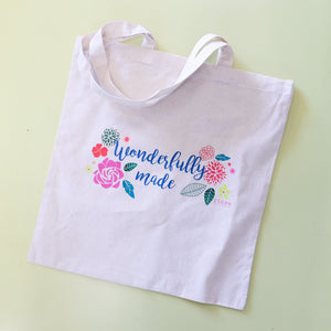 Handmade Wonderfully Made Canvas Tote - naturally derived - alternate angle