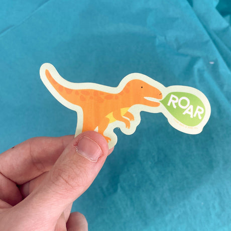 Handmade Dino Roar Sticker - naturally derived - alternate angle
