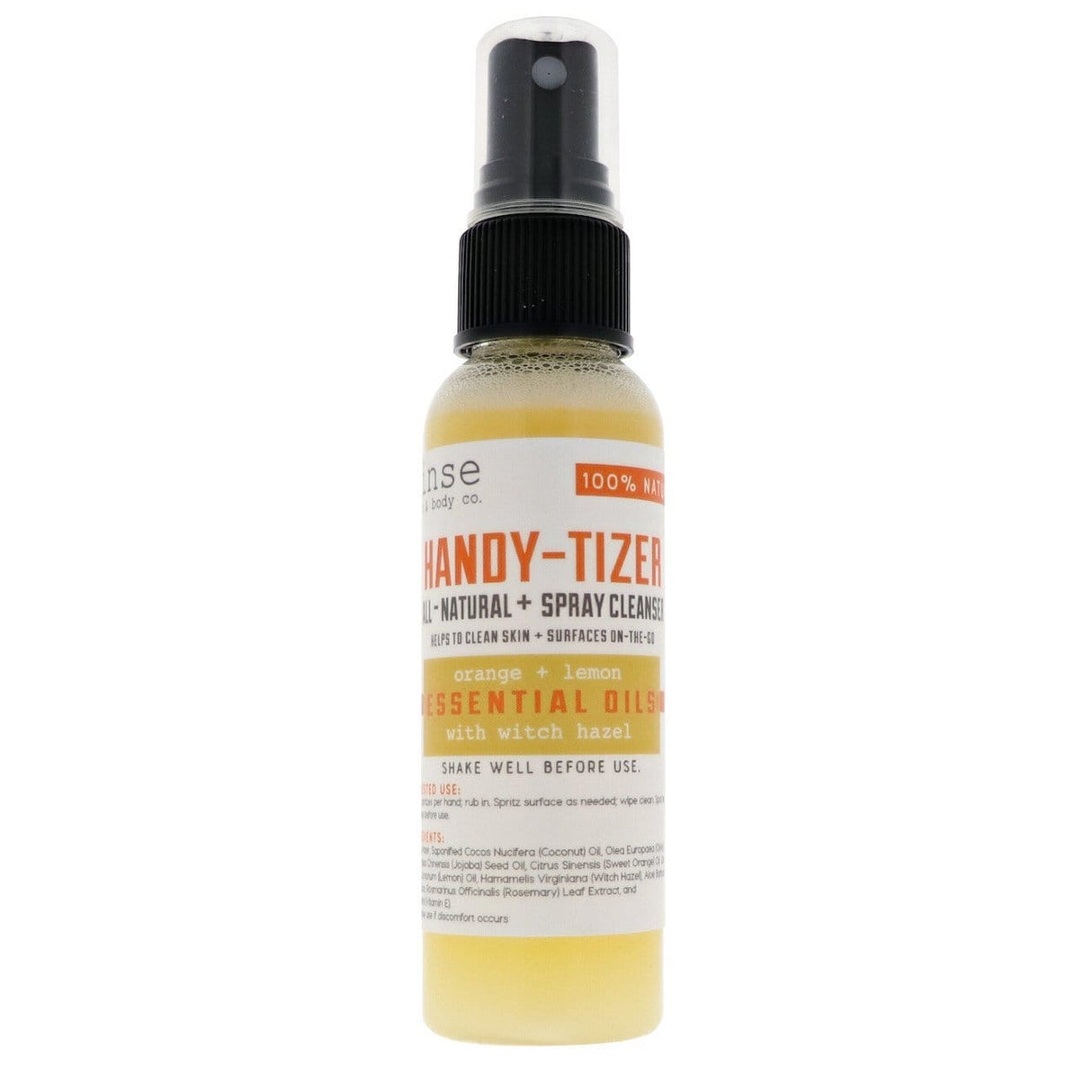 Orange Lemon natural hand sanitizer from Rinse - moisturizing formula