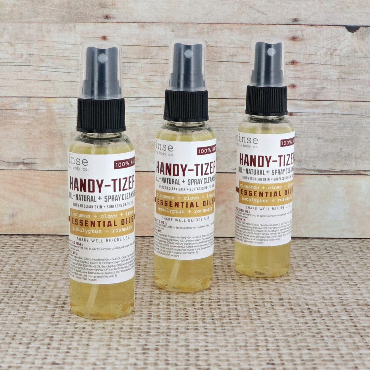 Handmade Thievery Handy Tizer natural hand sanitizer - naturally derived - alternate angle